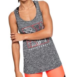 Under Armour UA Tech Racerback Tank Women’s Large Gray Pink Activewear